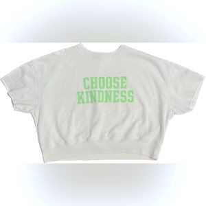 Women’s PINK, white cropped oversize sweatshirt